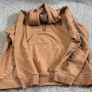 Carhartt Tan/Brown Pullover Hoodie with Sleeve Logo